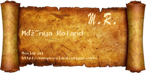 Mánya Roland névjegykártya